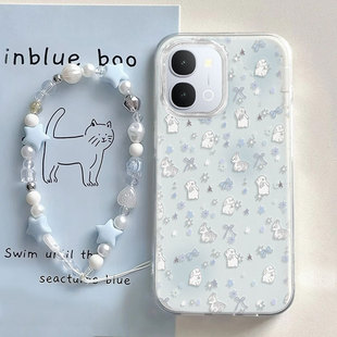 适用vivoY500i手机壳Y300T碎花小兔y200高级感女y100新款 保护套y78大孔防摔y77不包摄像头y50散热软壳vivo