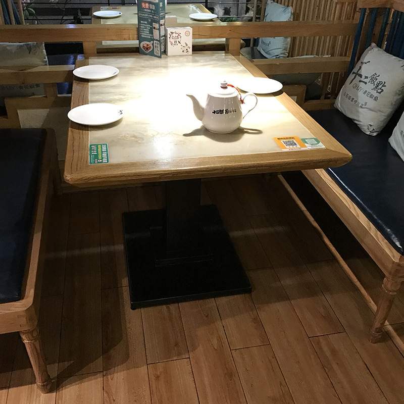 实木镶嵌岩板大理石青花瓷餐桌中式徽派古典桂满陇餐桌椅卡座沙发
