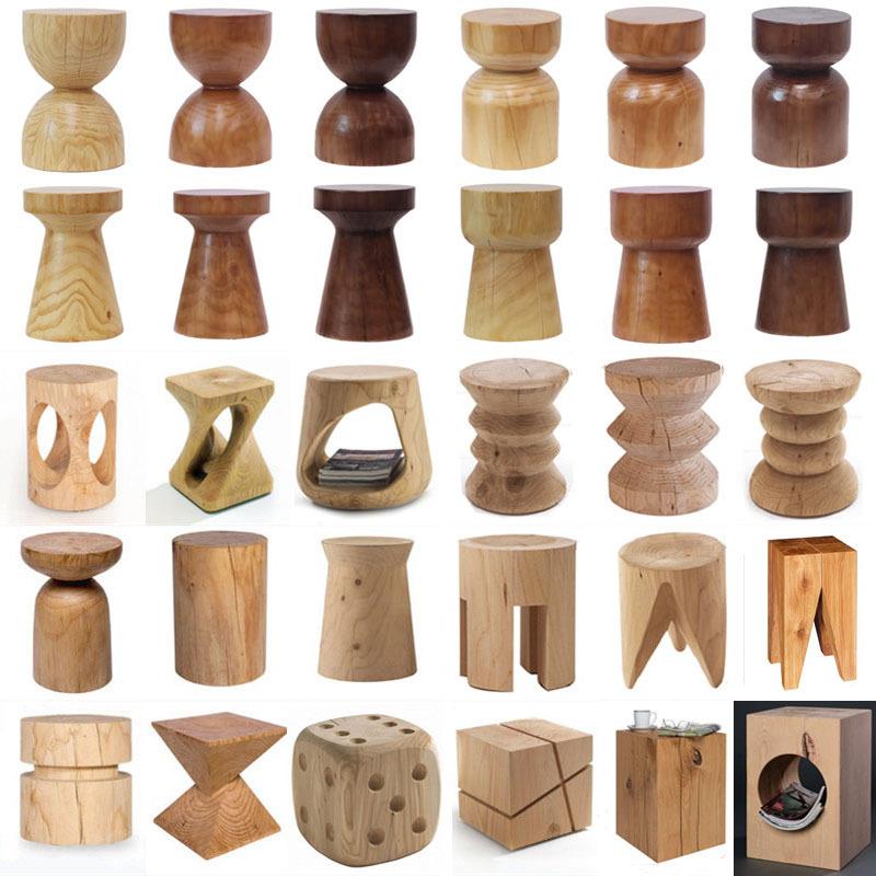 北欧实木墩子凳子原木边几床头柜民宿茶几猫洞桌腿根雕摆件花架