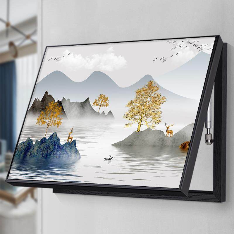 新中式电表箱装饰画免打孔配电箱遮挡电闸盒现代简约电源开关挂画