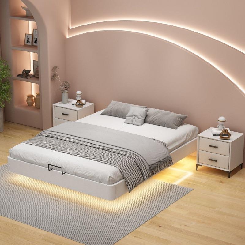 实木悬浮床双人床现代简约主卧榻榻米小户型床架单人无床头悬空床