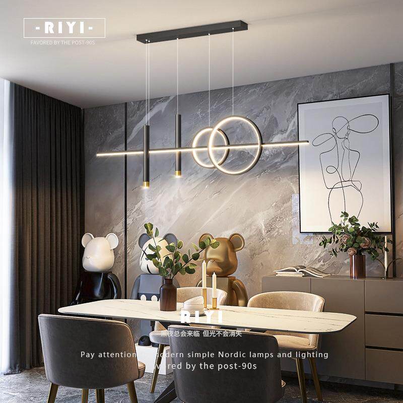 全光谱吊灯轻奢灯具现代简约饭厅餐桌吧台北欧极简长条创意设计感