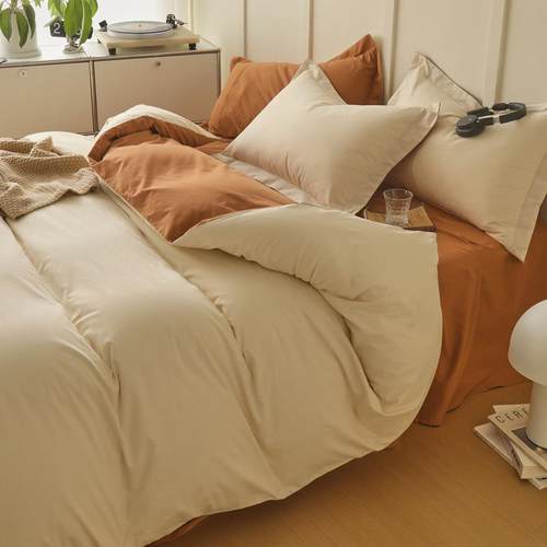 秋冬加厚100S高支全棉磨毛四件套北欧纯棉被套床单床笠式床上用品