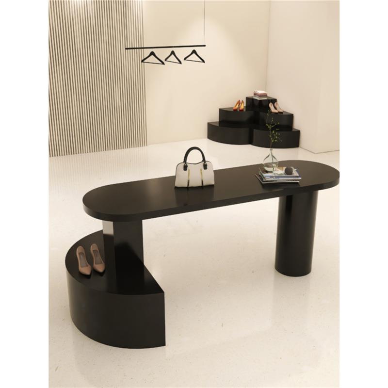 服装店黑色中岛台陈列长条展示桌女装店展示柜子装饰流水台展示台