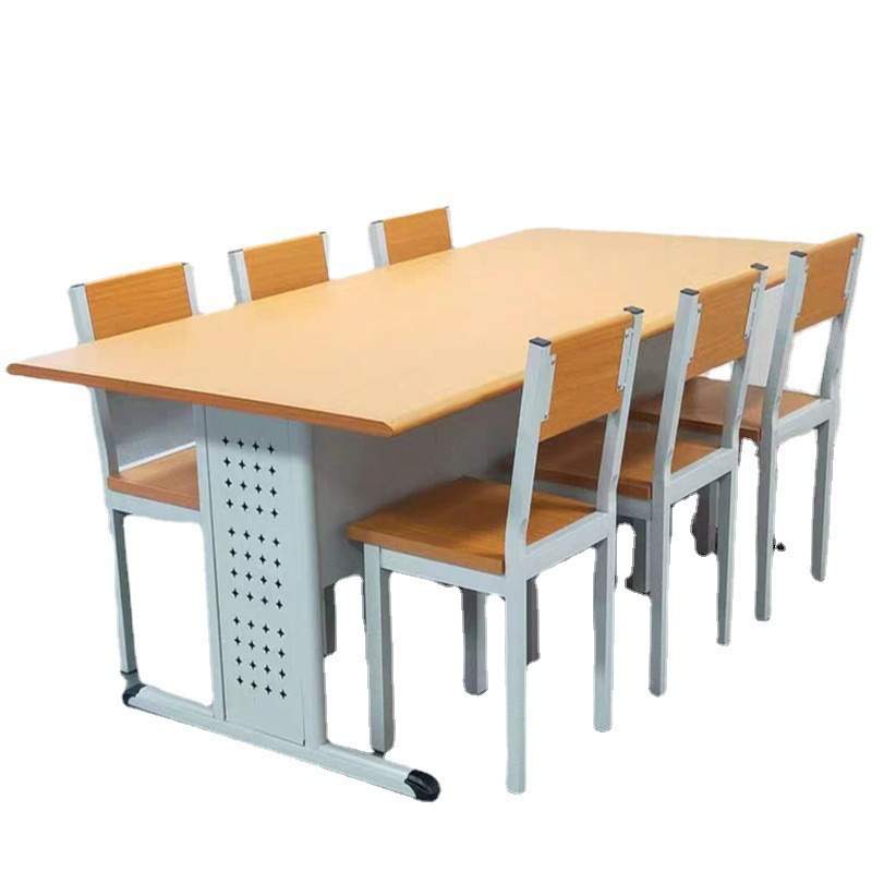 学校阅览桌图书馆桌椅书店阅览室钢木长条专用阅读培训桌课桌椅子