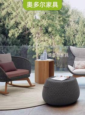 户外实木摇摇椅可躺可坐阳台花园庭院家用懒人椅室内藤编沙发椅