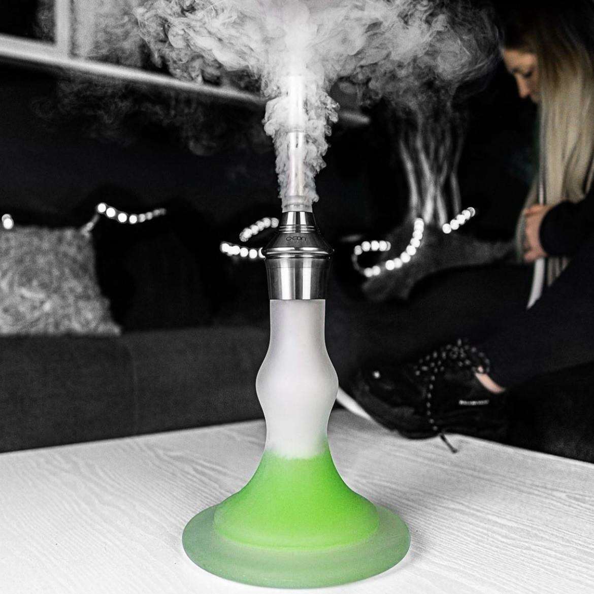 新款不锈钢中号水烟壶彩色玻璃瓶水烟shisha配弹簧夹子烟锅