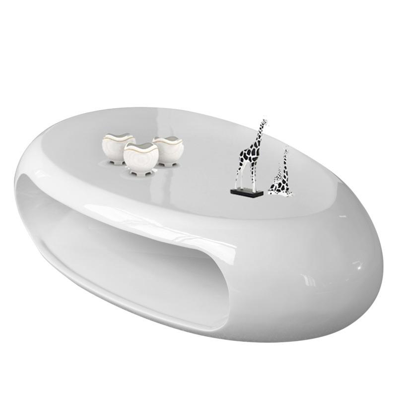 椭圆形简约客厅茶几现代电视柜白小户型烤漆异形创意2020新款桌子