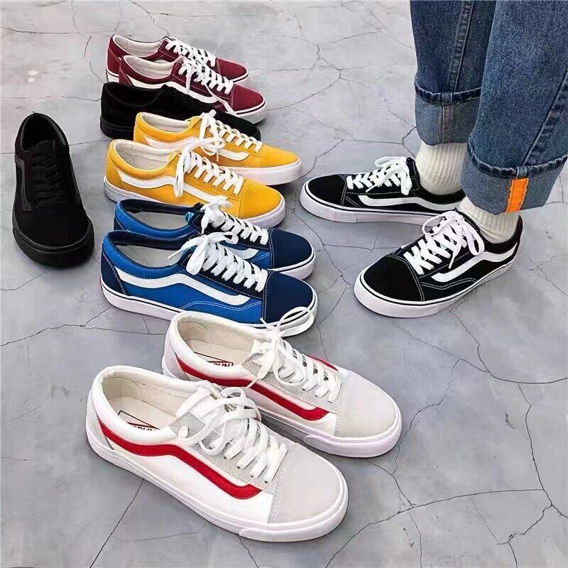 夏万斯黑白低帮经典款帆布鞋男户外韩版潮流百搭学生情侣