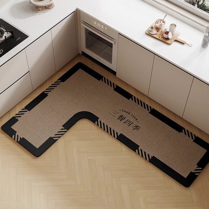 厨房专用地垫防滑吸水油脚垫耐脏免洗可擦7字L型防水防油转角地毯