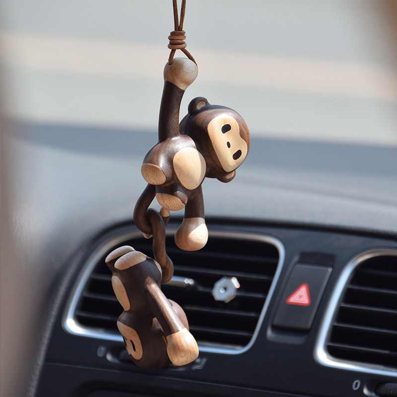 创意可爱实木制作小猴子儿童房挂件汽车装饰品包包配件生日礼品