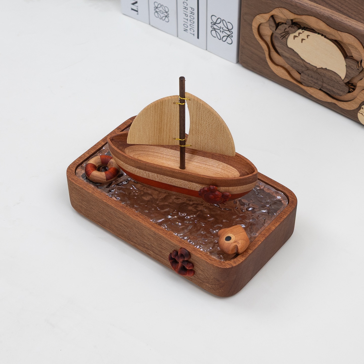 杨帆启航实木小船收纳盒