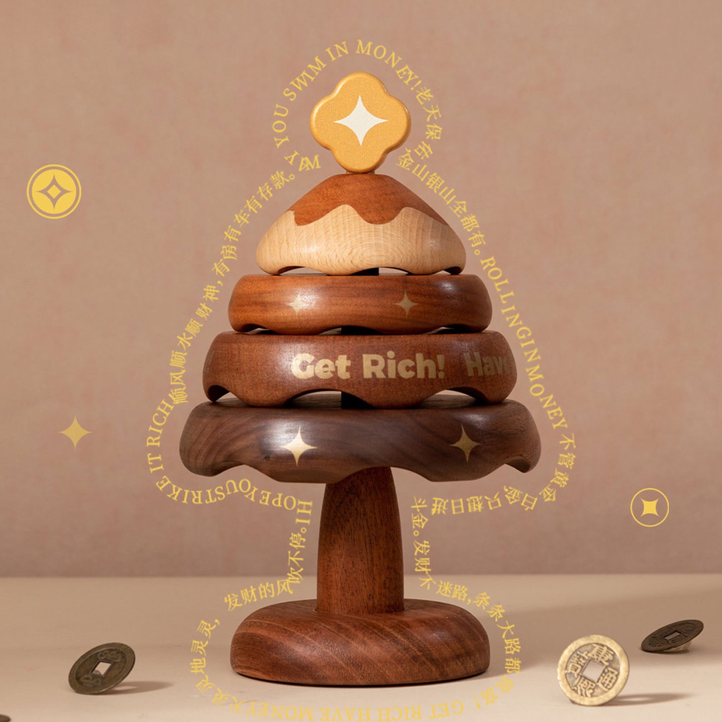 创意桌面隔热杯垫实木小树茶杯垫