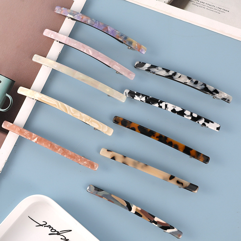 极速Women Fashion Leoprard Acetate Geometric Hair Clips Vint