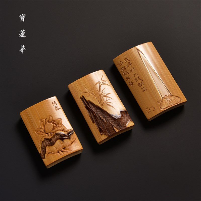 极速邱书文d纯手工巧雕竹手把件 虫噬竹雕 茶玩摆件留青竹雕刻 茶