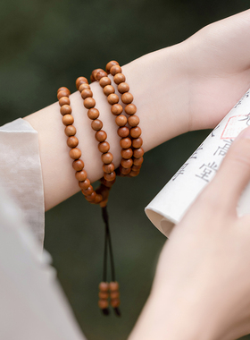 极速老山檀香手串108颗 印度老山檀佛H珠檀香木项链女珠男黑肉沉