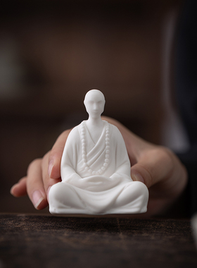 极速中式小和尚家居小摆s件陶瓷禅意无相佛茶道鱼缸造景微景观盆