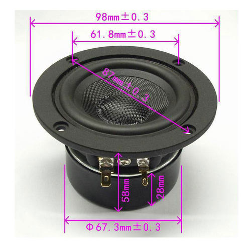 新品3寸发烧级全频汽车喇叭s98mm4欧8R15w瓦3.5寸中音铝支架音箱