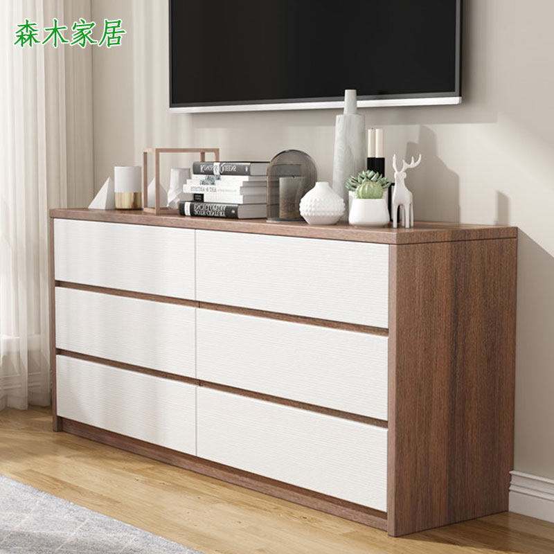 极速北欧卧室五六斗柜抽屉式现代B简约黑色收纳储物柜实木电视柜