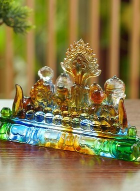 新品古法琉璃百宝座桌面装饰摆件密宗H法器摩尼宝百宝总集家用供