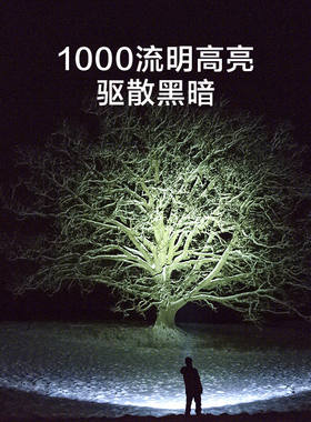 极速京东京造强光手电筒1000流明超亮远射Type-C充电多Z功能家用