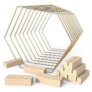 极速Floral Hoop Centerpiece With Stand 10 PNCS Gold Hexagona