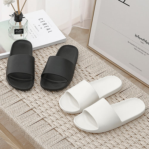 极速Summer Home Men Sqlippers Simple Black White Lovers Shoe