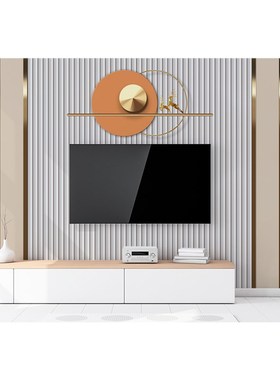 极速厂促轻奢客厅大气橙色电视背景墙壁纸沙发3dR卧室立体影视墙