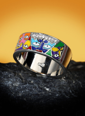 极速2022 Newg Rings For Women White CZ Handmade Enamel Lovel