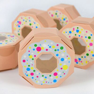 极速50pcs Donut lBoxes Gift Packaging Paper Box Candy Sweet