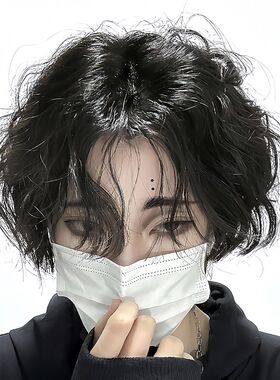 新品假发男中分短卷发正太日常短发蓬松微卷发时髦U气质拉美卷男