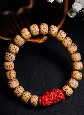 新品朱砂貔貅星月菩提s子手串男女文玩配饰陈籽正月单圈手链
