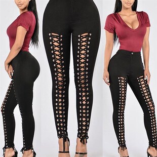 极速Faashion Women High Waist Pencil Leggings Stretchy Banda
