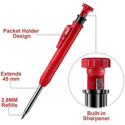 极速Solid Carpenter Pencil with Refill LeaMds and Built-in S