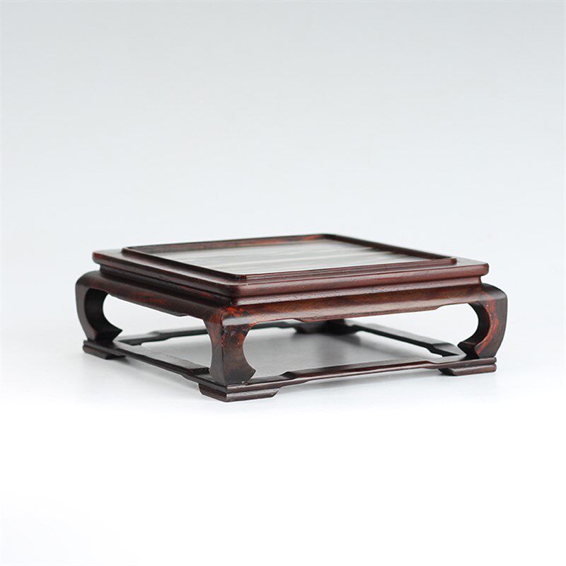 极速大红酸枝花几k底座实木古典中式风格菖蒲底座盆景花瓶摆件底