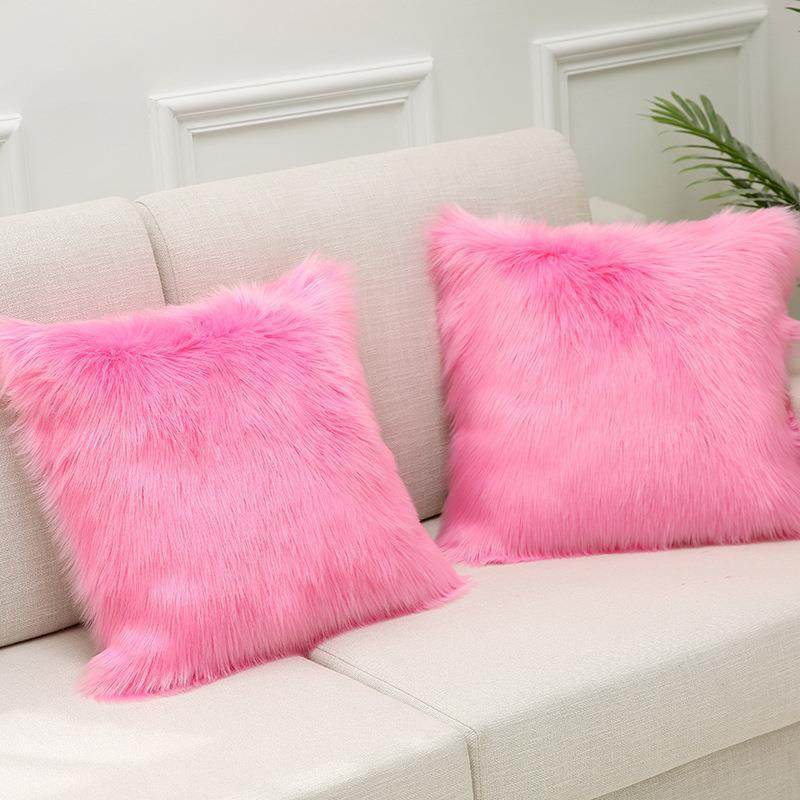 外贸澳洲羊毛抱枕靠枕套长毛绒靠垫抱枕套不含芯可水洗