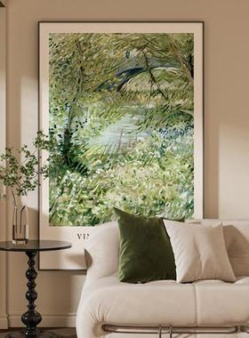 现代简约绿色艺术风植物抽象客厅餐厅玄关装饰画卧室壁画竖版挂画
