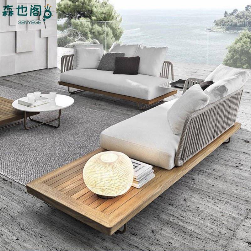 户外沙发庭院柚木单人露台实木防晒防水藤椅室外藤编花园茶几家具