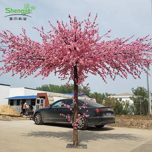 仿真桃花树影楼拍摄装饰假花树道具绢布假花枝广州仿真花树