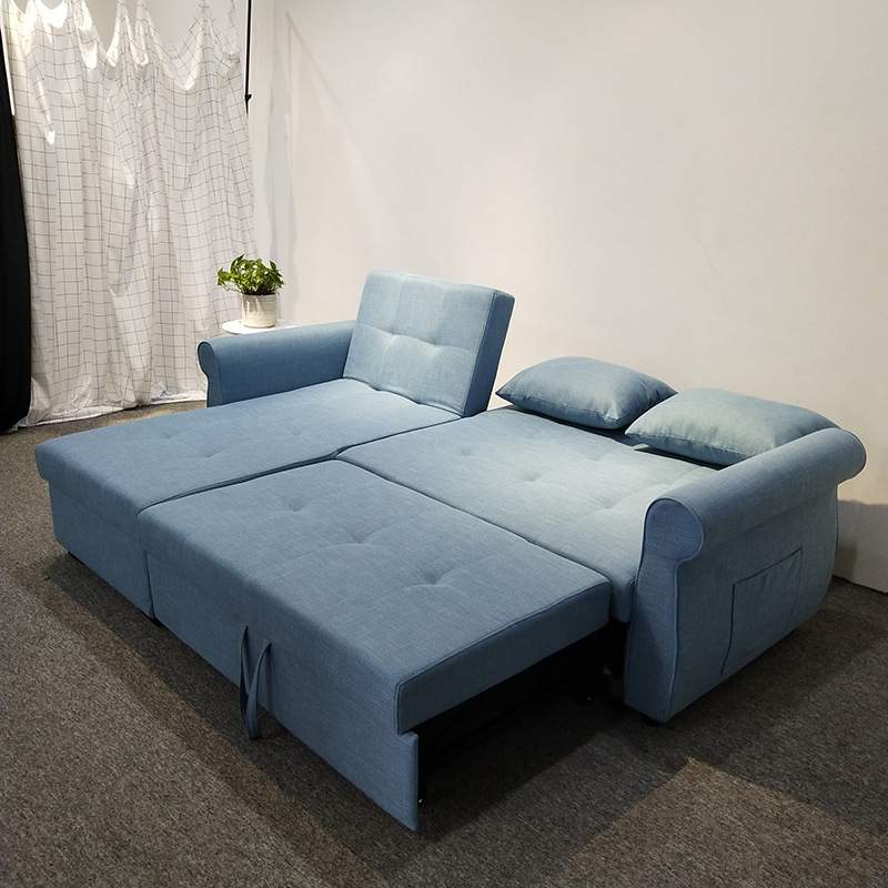 布艺转角沙发床组合可折叠可拆洗贵妃带储物小户型客厅多功能两用
