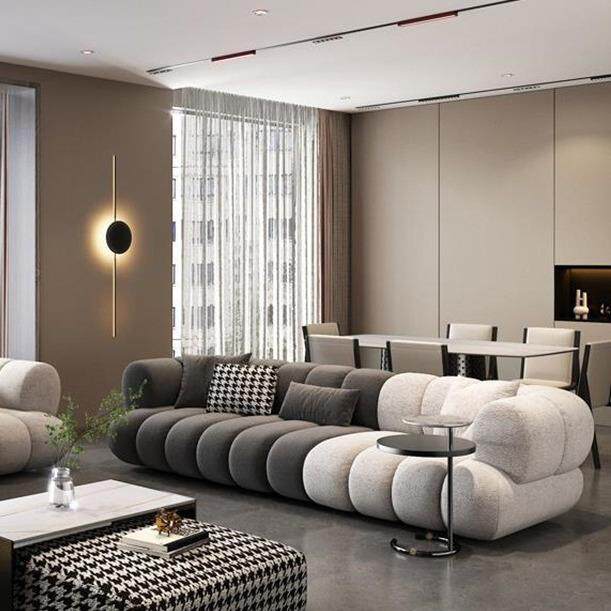 北欧小户型罗奇堡红色布艺沙发轻奢意式别墅客厅新款极简多人沙发