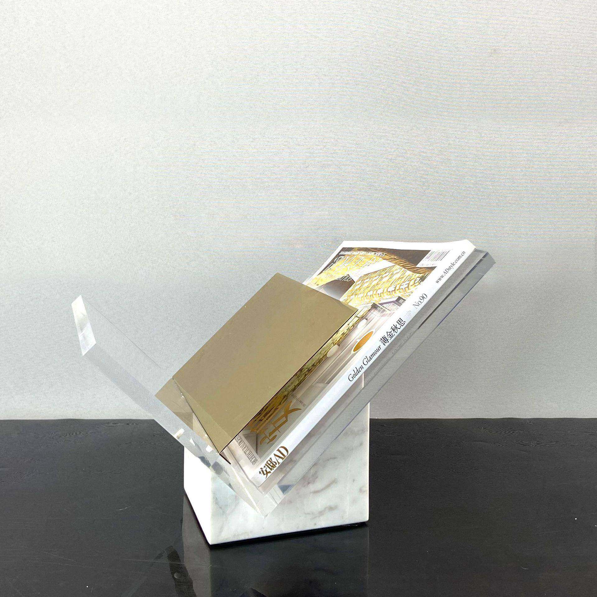 简约现代大理石亚克力书架书档书报夹摆件杂志架售楼处软装饰品,特色手工艺,其他特色工艺品,淘宝优惠券,粉丝福利购,淘宝优惠卷