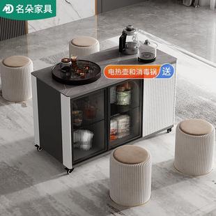 轻奢岩板茶桌茶台烧水壶一体移动茶车茶几现代边几小户型家用5J10