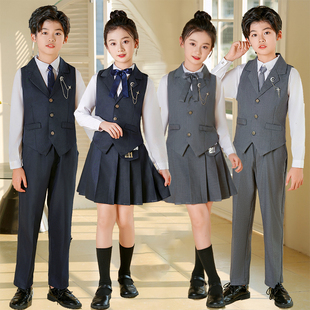 元旦儿童合唱演出服小学生朗诵比赛长款礼服主持人服装冬季男女童