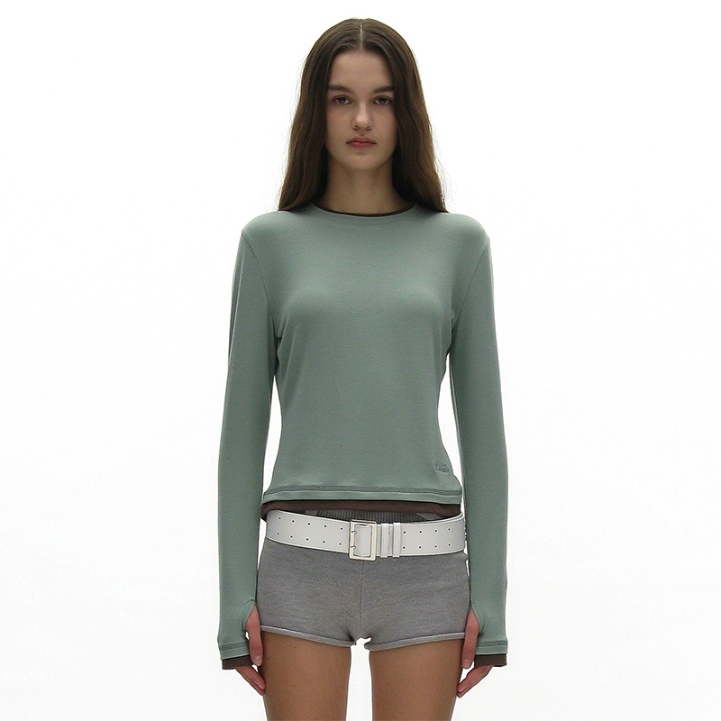 长袖内搭假两件上衣圆领打底