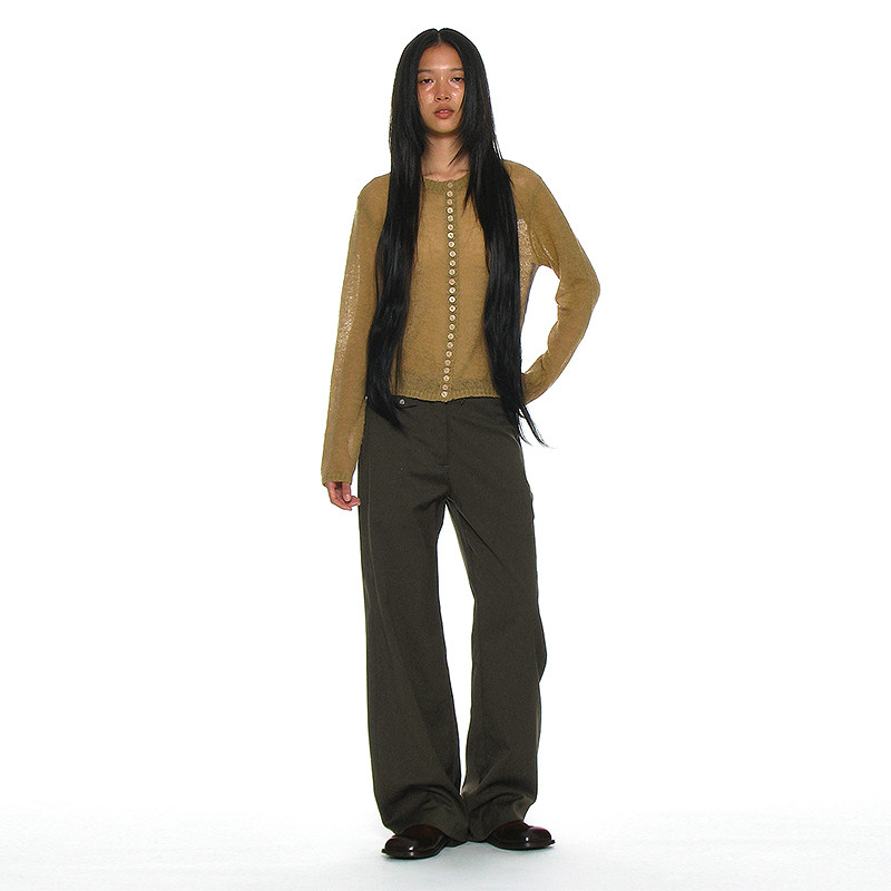 小众设计镂空腰头羊毛混纺休闲裤