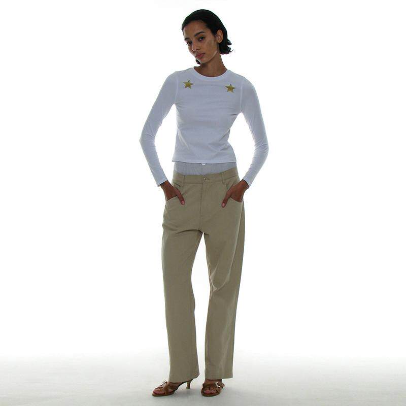 五角星印花上衣复古印花T恤女