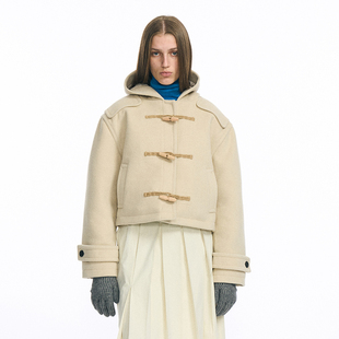 休闲短款 韩国正品 时尚 秋冬女款 双排扣连帽大衣 PARTIMENTO