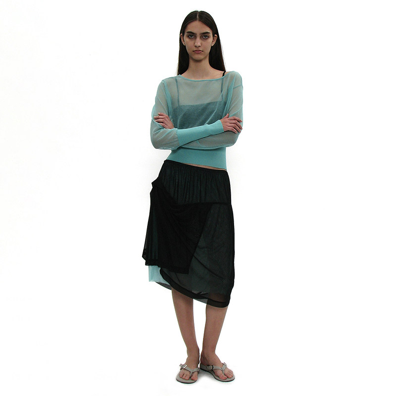 不规则网纱拼接半身裙 韩国正品PARTIMENTO 小众氛围感高弹力裙子