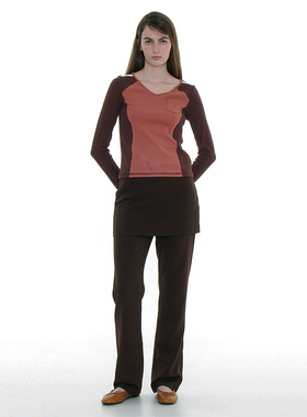 性感后背镂空上衣 韩国正品 PARTIMENTO 25FW气质拼接长袖上衣T恤